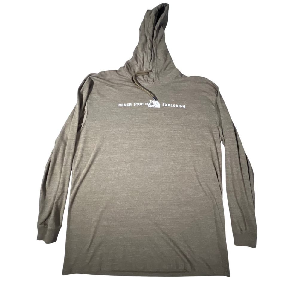 The North Face Hoodie Mens XL Olive Green Long Sleeve Tee A532D SP21 Heathered